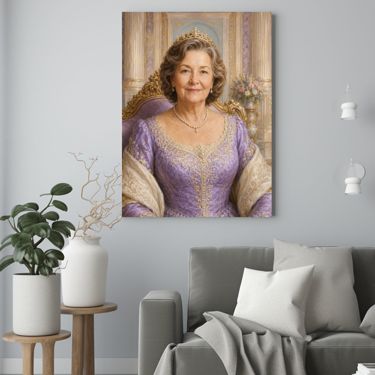 Jej Królewska Elegancja – Portret ze Zdjęcia na Prezent dla Kobiety - portret na płótnie we wnętrzu
