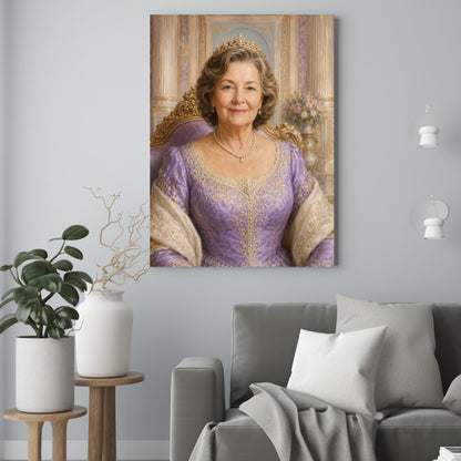 Jej Królewska Elegancja – Portret ze Zdjęcia na Prezent dla Kobiety - portret na płótnie we wnętrzu