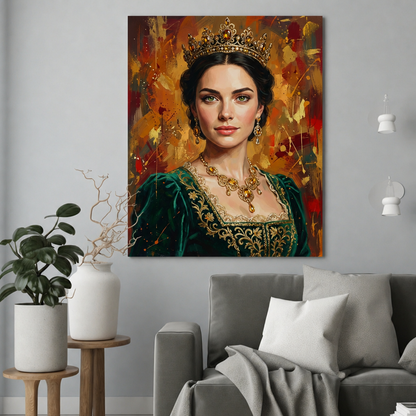 Jej Królewski Świat – Portret ze Zdjęcia na Prezent dla Kobiety - portret na płótnie we wnętrzu