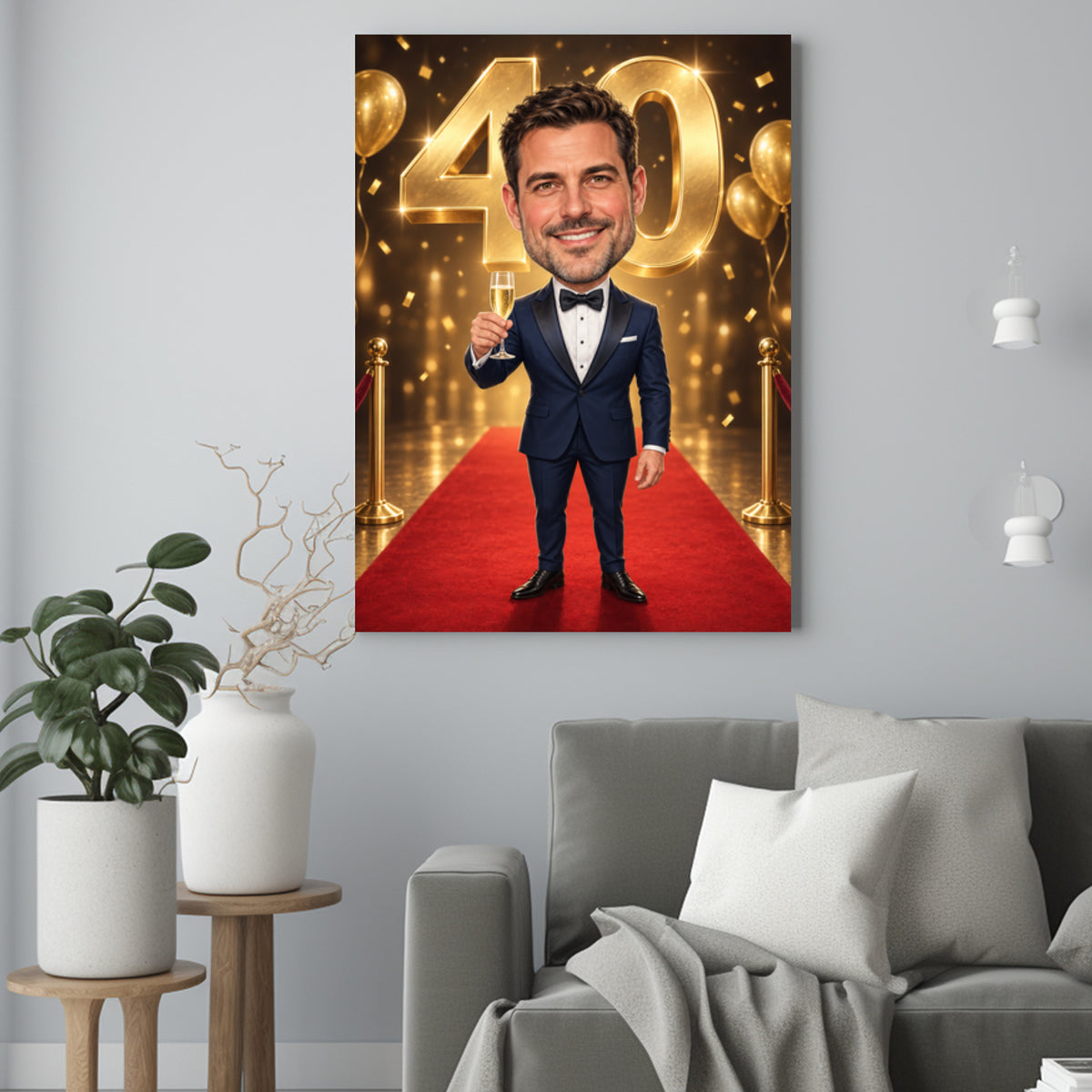 Karykatura na Czterdzieste Urodziny – Portret ze Zdjęcia na Prezent dla Mężczyzny - portret na płótnie we wnętrzu