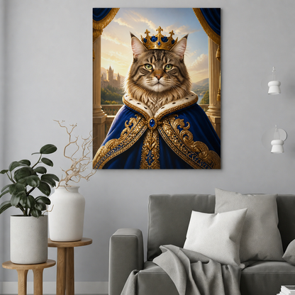 Koci Majestat – Królewski Portret Kota - portret na płótnie we wnętrzu