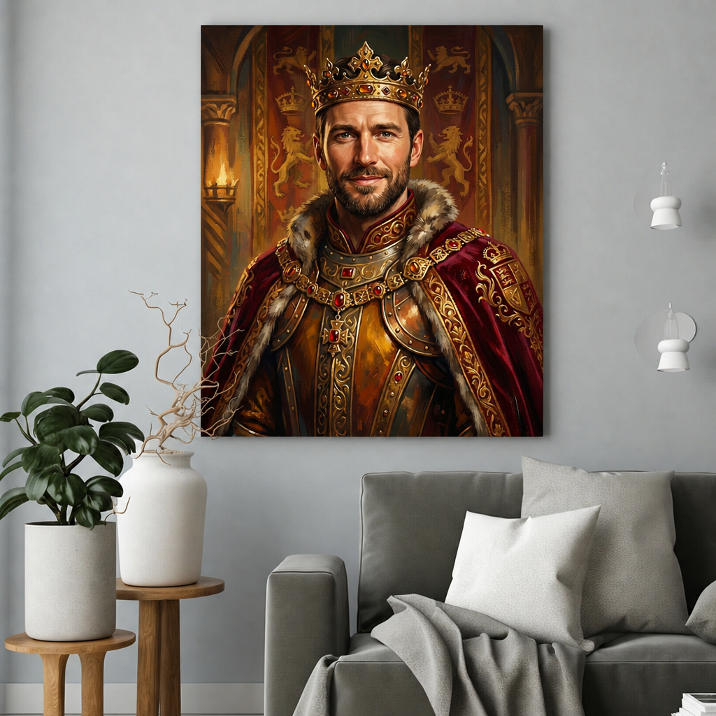Korona Wojownika – Portret ze Zdjęcia na Prezent dla Mężczyzny - portret na płótnie we wnętrzu