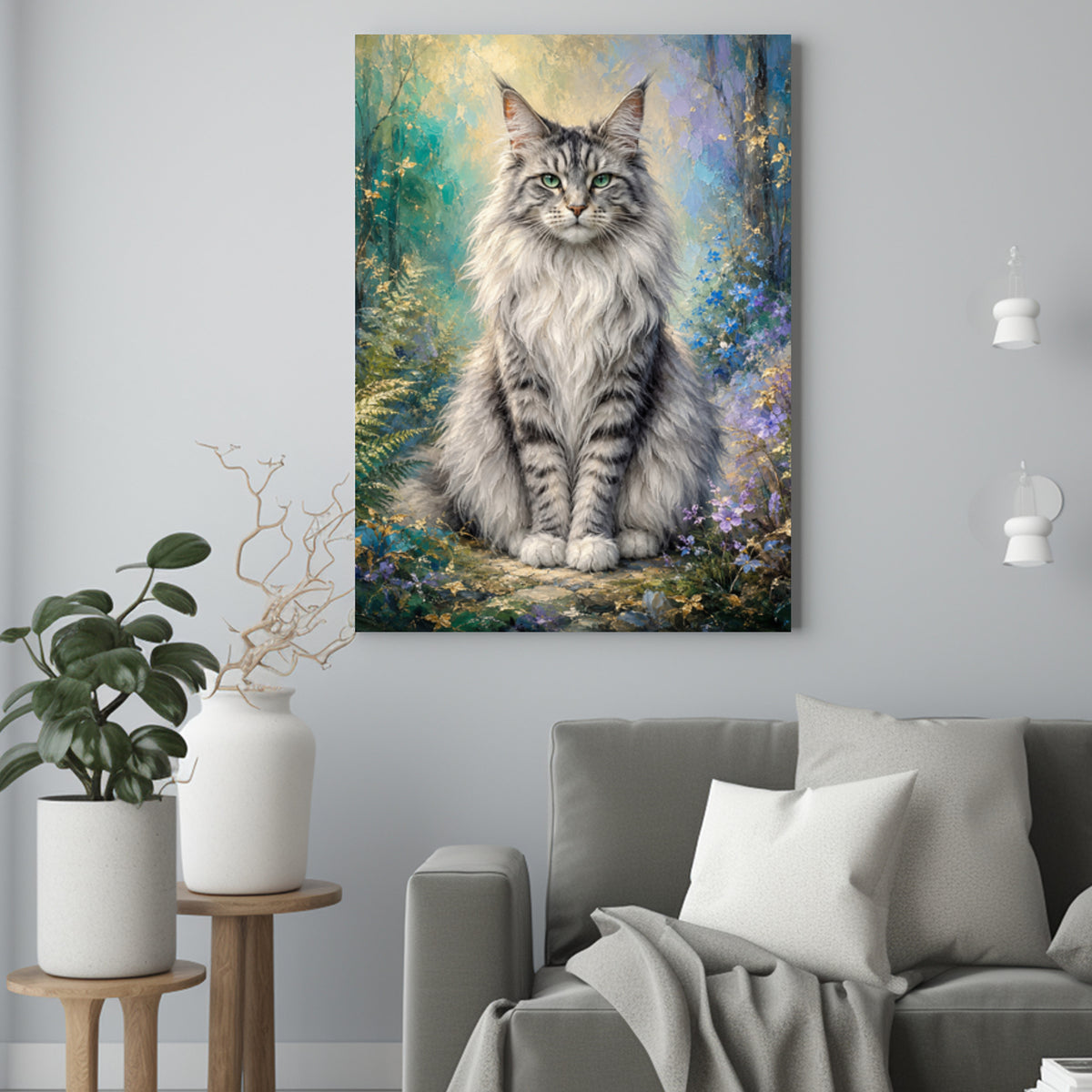 Kot w Kolorowym Kadrze – Portret jak Malowany ze Zdjęcia na Prezent dla Miłośnika Kotów - portret na płótnie we wnętrzu