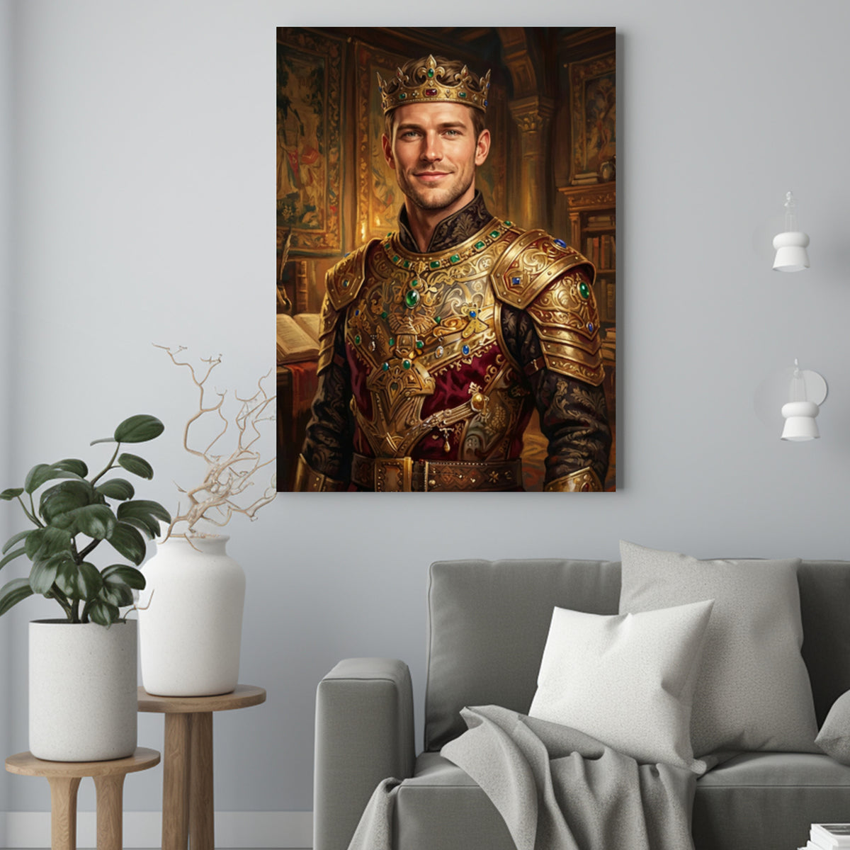 Król w Zbroi – Portret ze Zdjęcia na Prezent dla Mężczyzny - portret na płótnie we wnętrzu