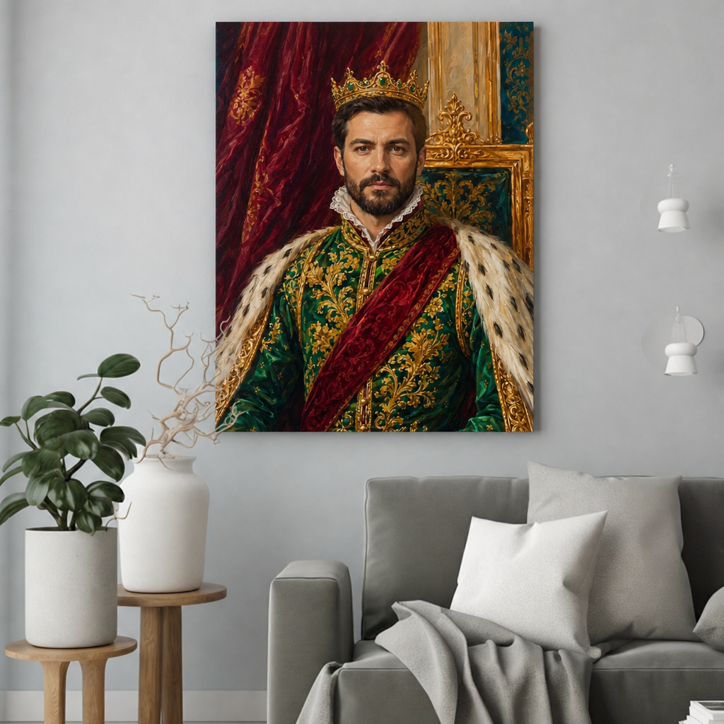 Królewska Historia dla Niego – Portret ze Zdjęcia na Prezent dla Mężczyzny - portret na płótnie we wnętrzu