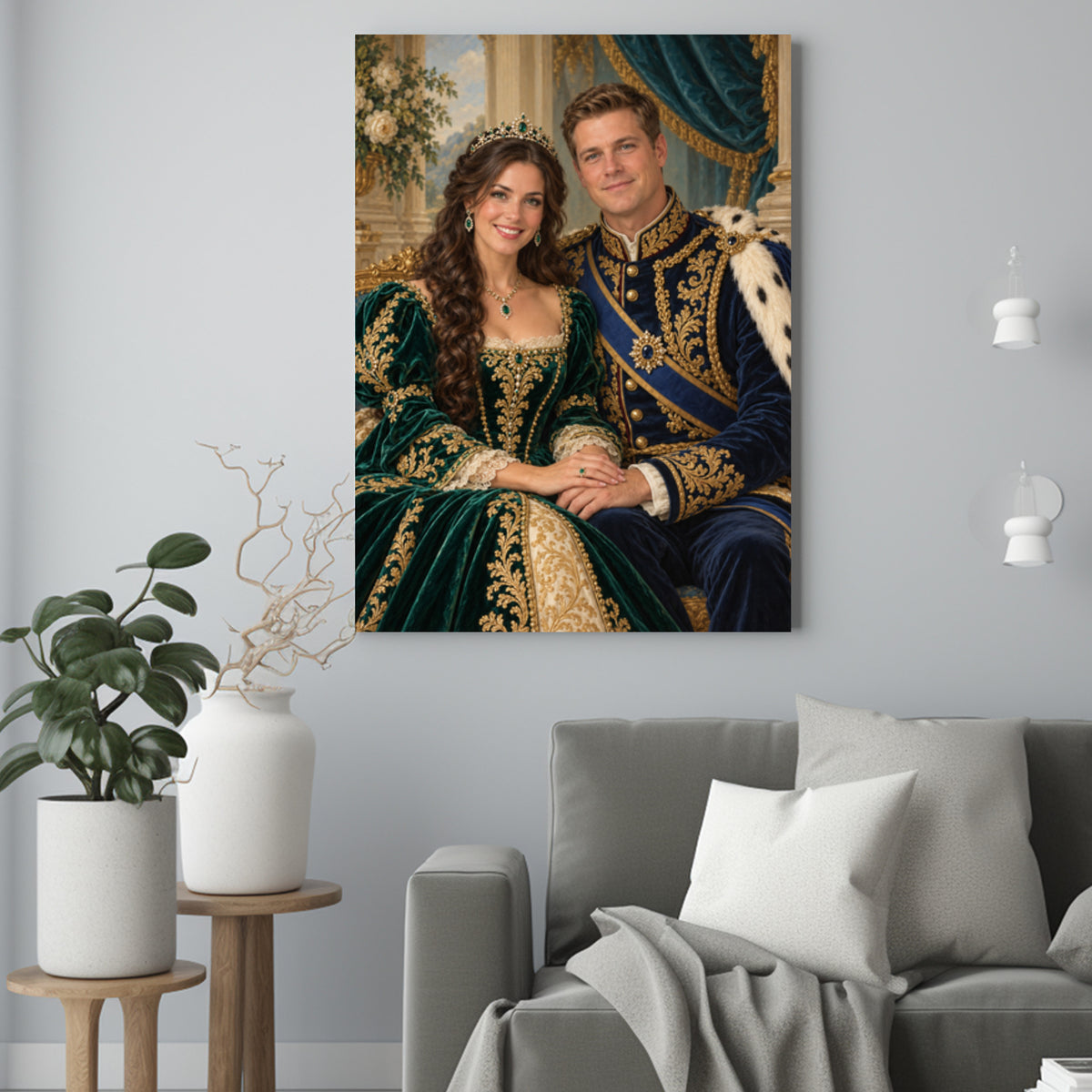 Królewska Miłość – Portret Pary ze Zdjęcia na Prezent - portret na płótnie we wnętrzu