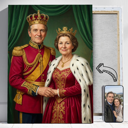 Królewska Para – Portret ze Zdjęcia Prezent na Rocznicę - portret na płótnie i zdjęcie referencyjne w telefonie