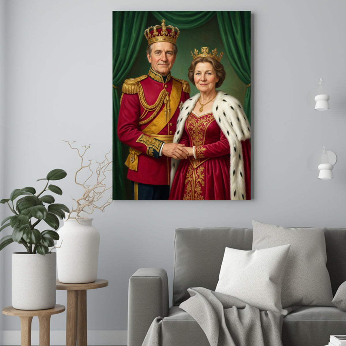 Królewska Para – Portret ze Zdjęcia Prezent na Rocznicę - portret na płótnie we wnętrzu