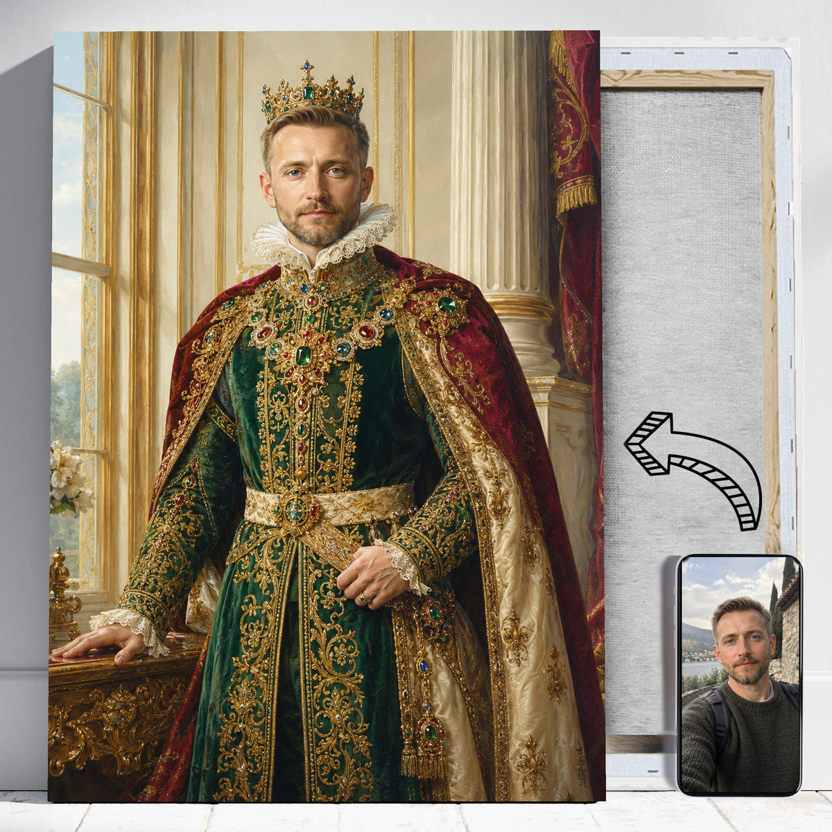 Królewski – Portret ze Zdjęcia na Prezent dla Mężczyzny - portret na płótnie i zdjęcie referencyjne w telefonie