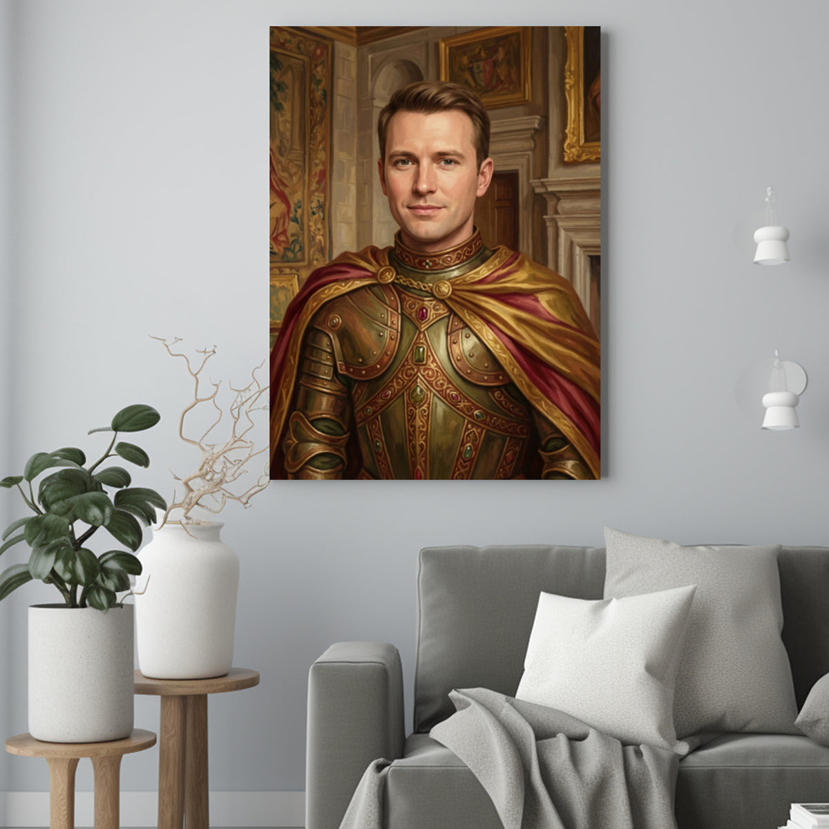 Królewski Rycerz – Portret ze Zdjęcia na Prezent dla Mężczyzny - portret na płótnie we wnętrzu