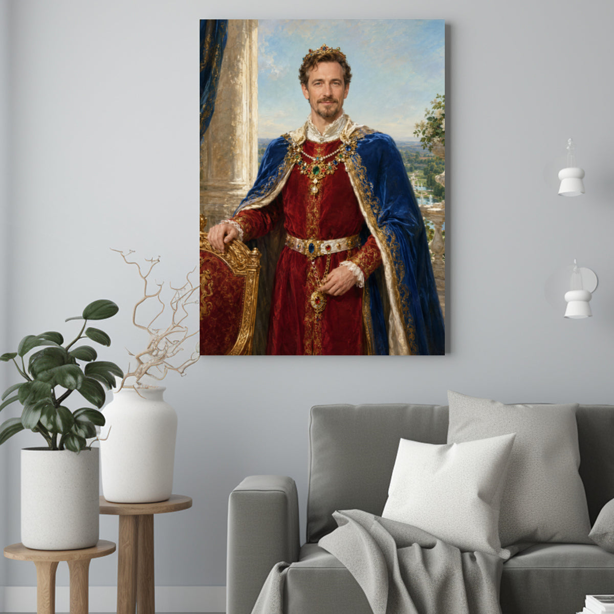Królewskie Dzieło Sztuki – Portret ze Zdjęcia na Prezent dla Mężczyzny - portret na płótnie we wnętrzu