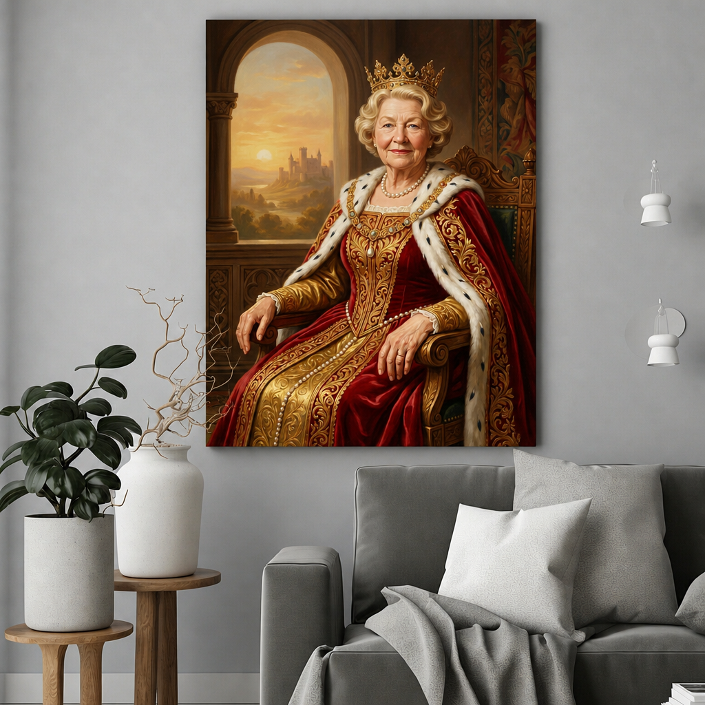 Królowa Pełna Światła – Portret ze Zdjęcia na Prezent dla Kobiety - portret na płótnie we wnętrzu