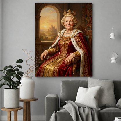 Królowa Pełna Światła – Portret ze Zdjęcia na Prezent dla Kobiety - portret na płótnie we wnętrzu