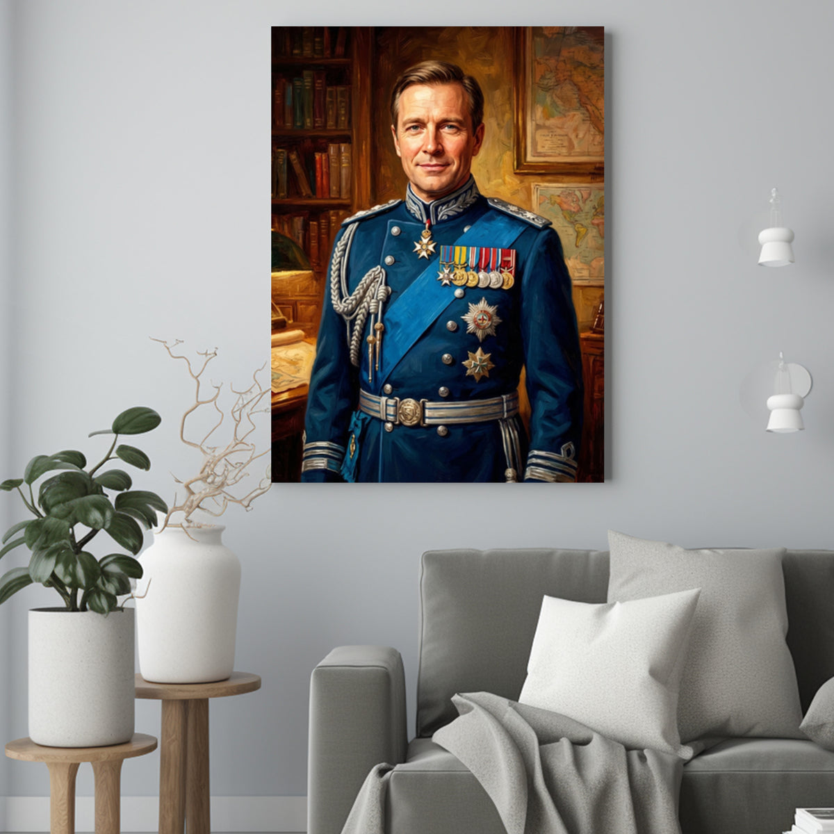 Obraz Generała – Portret ze Zdjęcia na Prezent dla Mężczyzny - portret na płótnie we wnętrzu