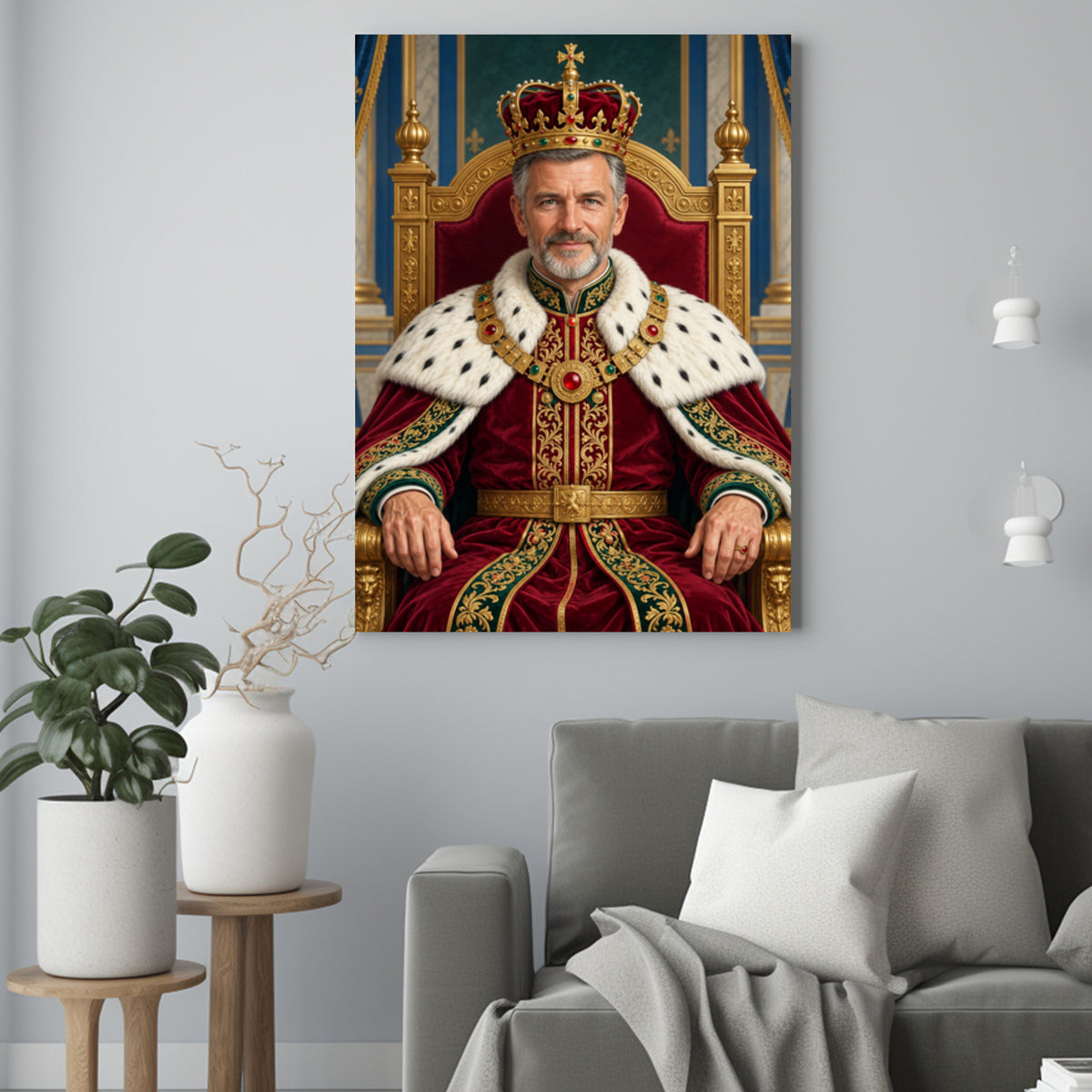 On jako Król – Portret ze Zdjęcia na Prezent dla Mężczyzny - portret na płótnie we wnętrzu