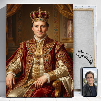 On na Królewskim Tronie – Portret ze Zdjęcia na Prezent dla Mężczyzny - portret na płótnie i zdjęcie referencyjne w telefonie