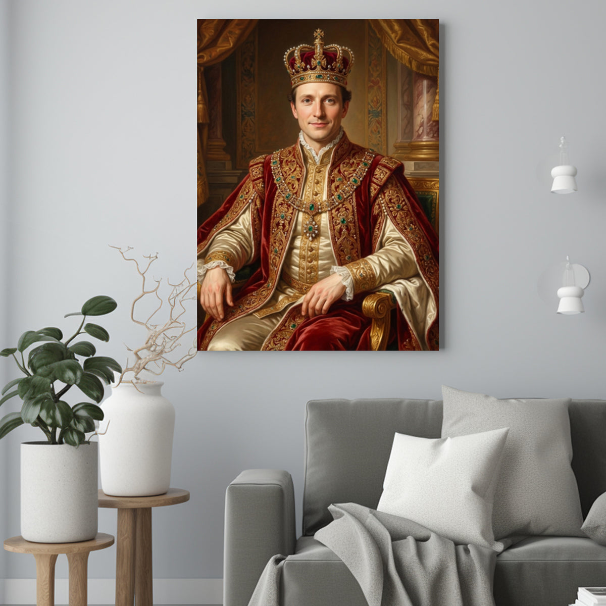 On na Królewskim Tronie – Portret ze Zdjęcia na Prezent dla Mężczyzny - portret na płótnie we wnętrzu