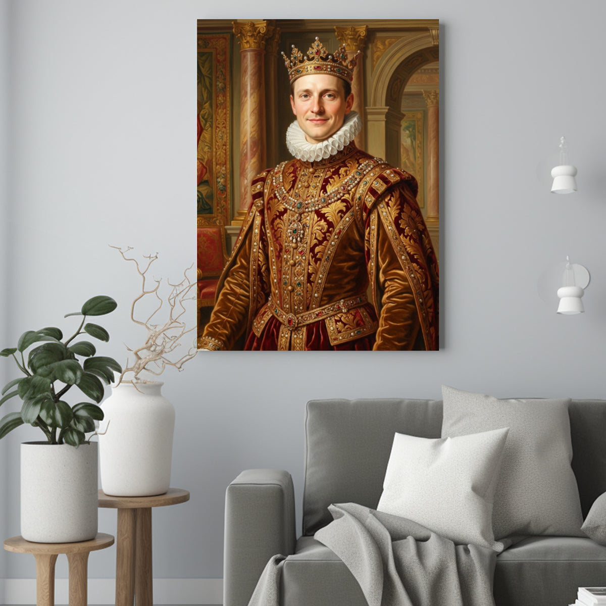 On w Królewskiej Odsłonie – Portret ze Zdjęcia na Prezent dla Mężczyzny - portret na płótnie we wnętrzu