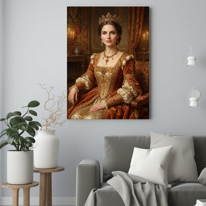 Przyjaciółka jako Królowa – Portret ze Zdjęcia na Prezent dla Kobiety - portret na płótnie we wnętrzu