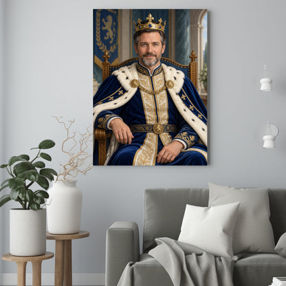 Uśmiechnięty Król – Portret ze Zdjęcia na Prezent dla Mężczyzny - portret na płótnie we wnętrzu
