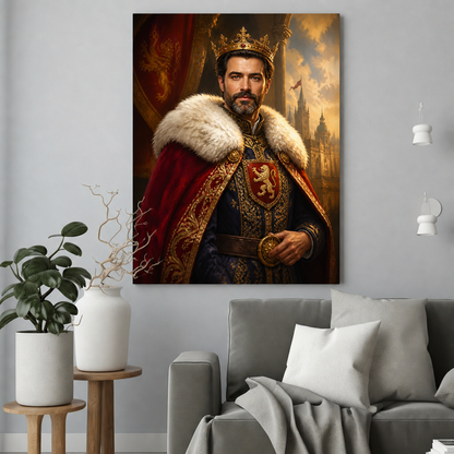 Władca w Czerwieni – Personalizowany Portret ze Zdjęcia na Prezent dla Mężczyzny - portret na płótnie we wnętrzu